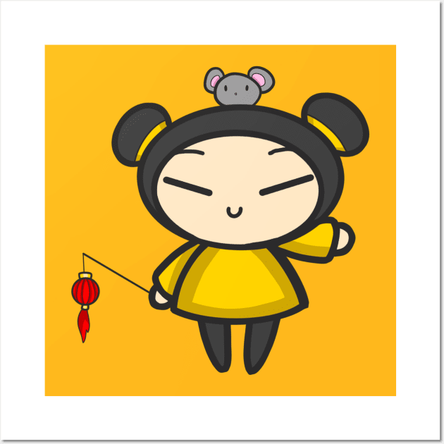 Yellow Year of the Rat Pucca Wall Art by aishiiart